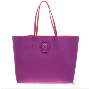 Auth. Versace Purple leather medusa palazzo bag